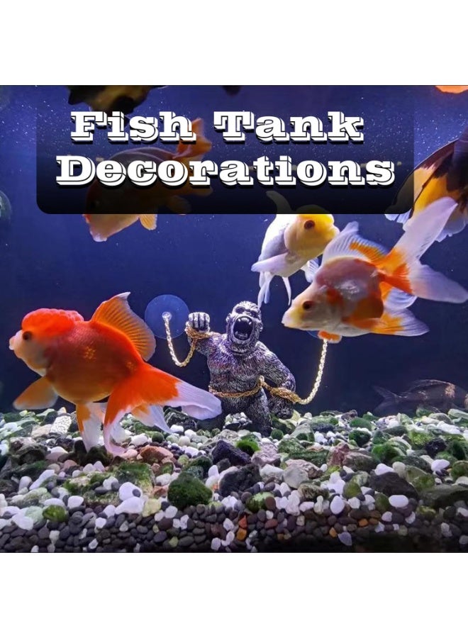 SUNSAR Gorilla Car Accessories Dashboard Decorations, Car Decorations with Gold Chain, Gorilla Car Interior Desk Ornaments Fish Tank Decorations Home Aquarium Decor - Image 3