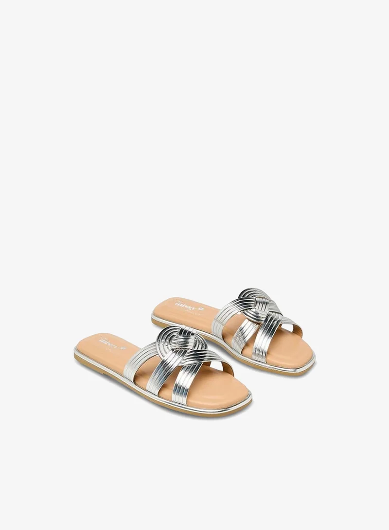 Little Missy SILVER Girls Knotted Slip-On Sandals for Women | Best Price UAE