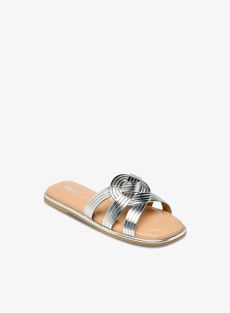 Little Missy SILVER Girls Knotted Slip-On Sandals for Women | Best Price UAE