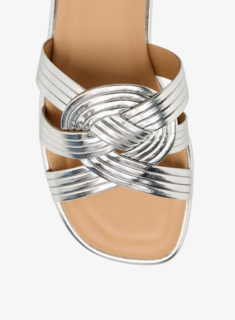 Little Missy SILVER Girls Knotted Slip-On Sandals for Women | Best Price UAE