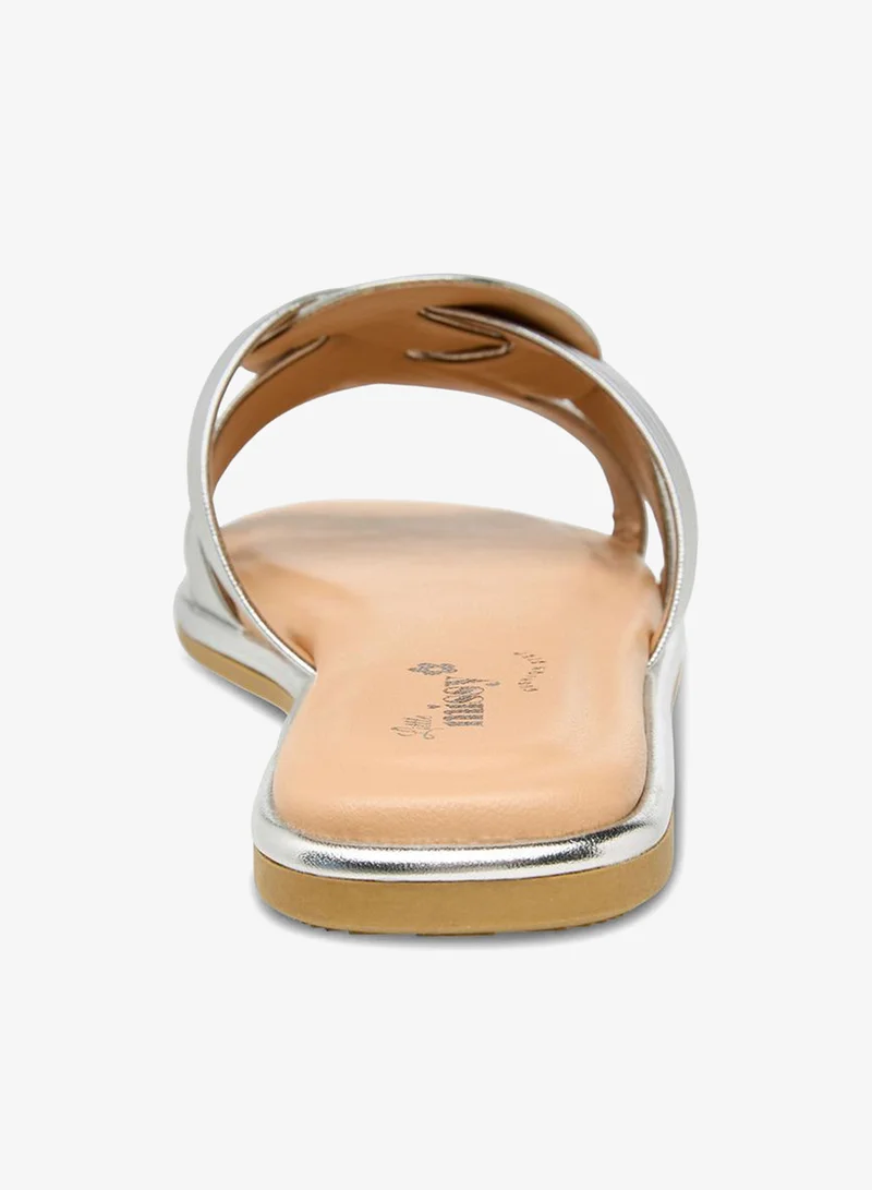 Little Missy SILVER Girls Knotted Slip-On Sandals for Women | Best Price UAE