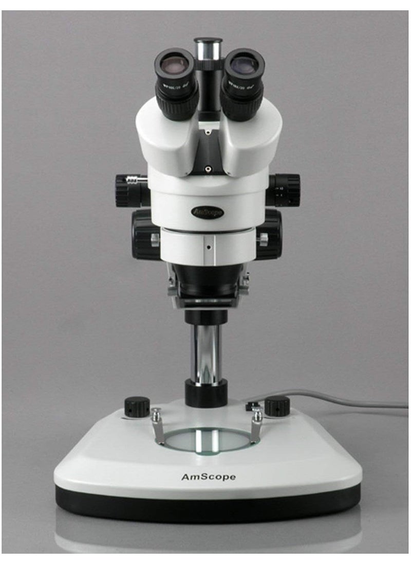AmScope AmScope SM1TZPL Professional Trinocular Stereo Zoom Microscope WH10x Eyepieces 35X90X Magnification 07X45X Zoom Objective Upper and Lower LED Lighting Large PillarStyle Table Stand Includes 05X and 20X Barlow Lenses  - Image 2
