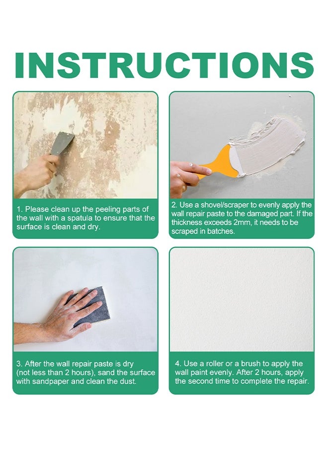JUE-FISH Wall repair paste, drywall repair kit, wall patcher with scraper, wall hole filling wall repair subsidy kit, quick and easy wall hole filling solution  - Image 4