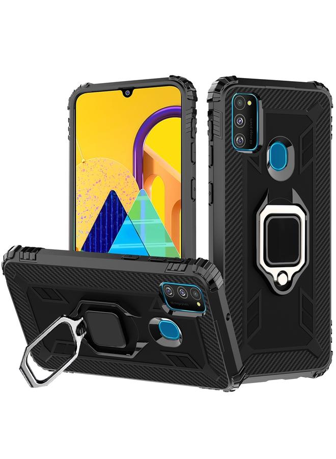 S-TOP Case For Galaxy M30s Carbon Fiber Protective Case with 360 Degree Rotating Ring Holder - Image 1