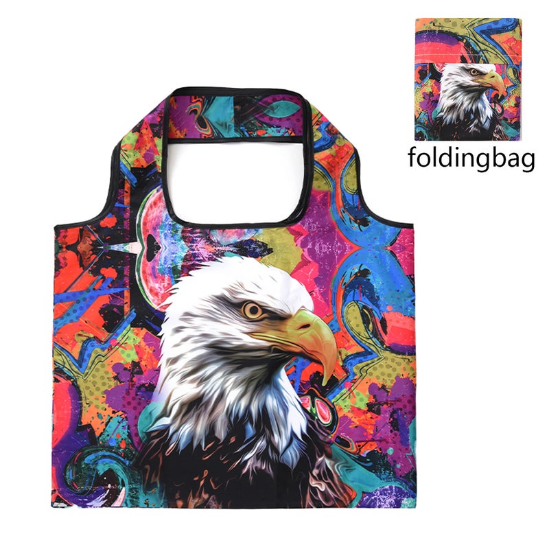 Museum Famous Painting Series Van Gogh Sunflower Environmentally Friendly Bag Portable Foldable Shopping Bag Outdoor Travel Storage Bag DG-08 Color Eagle 