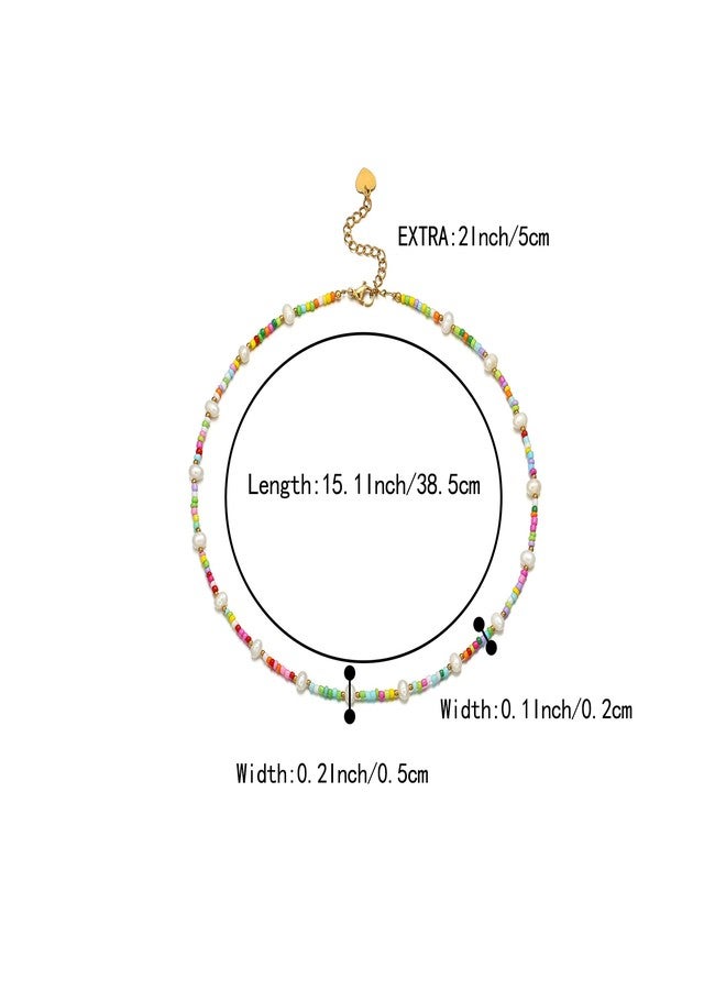 BriLove Baroque Freshwater Cultured Pearl Necklace for Women, Gorgeous Elegant Real Pearls Rainbow Beaded Choker Strand Necklaces for Wedding Summer Beach Outfit Party Accessories - Image 5