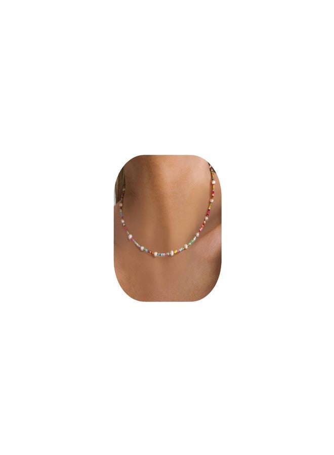 BriLove Baroque Freshwater Cultured Pearl Necklace for Women, Gorgeous Elegant Real Pearls Rainbow Beaded Choker Strand Necklaces for Wedding Summer Beach Outfit Party Accessories - Image 1