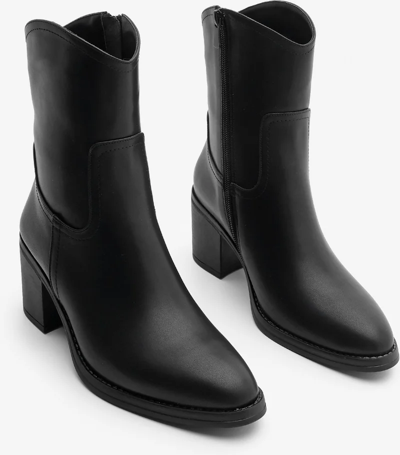 مارجين Women's Zippered Pointed Toe Thick Heel Boots Tasim