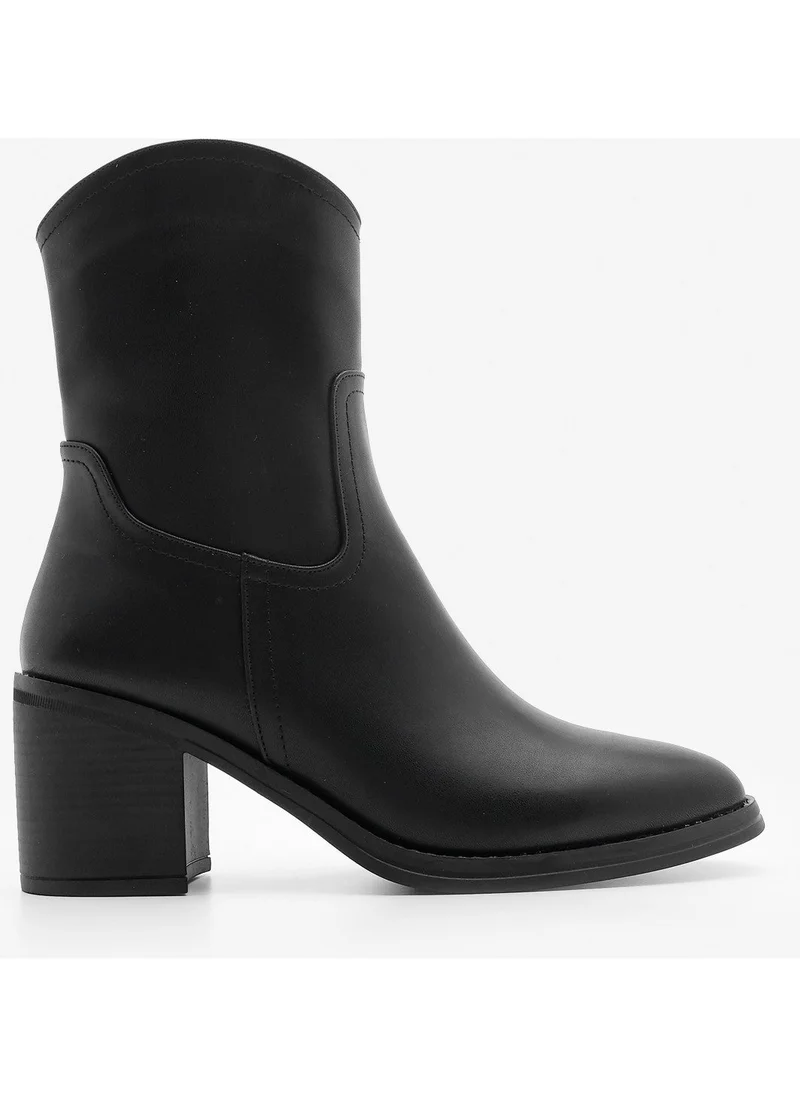مارجين Women's Zippered Pointed Toe Thick Heel Boots Tasim