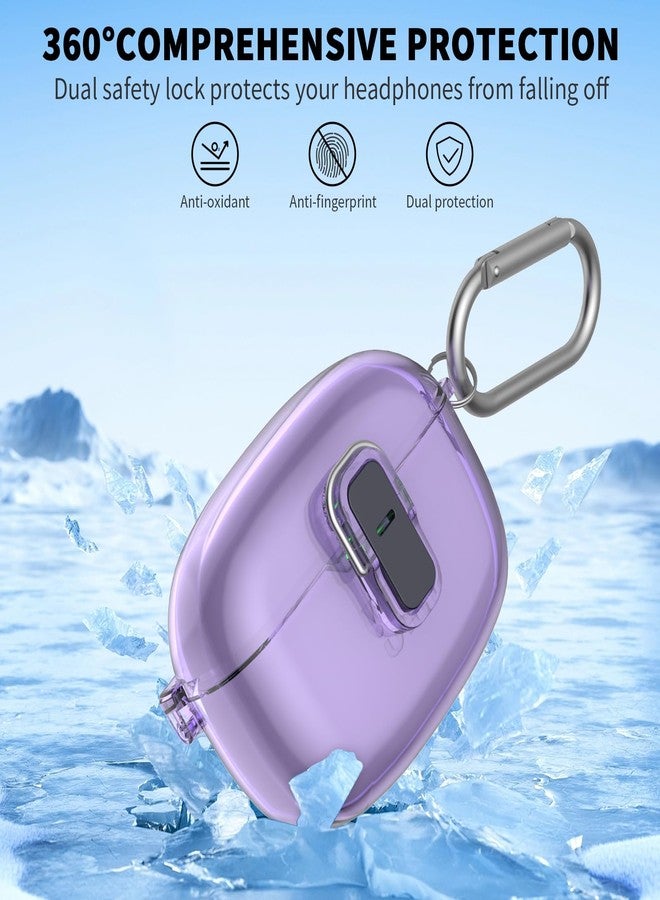 Wacanc for JBL Vibe 200TWS Case/JBL Vibe Beam Secure Lock Case Cover with Cleaner Kit, TPU Protective Case with Carabiner for JBL Vibe 200TWS/JBL Vibe Beam Charging Case (Clear Purple) - Image 3