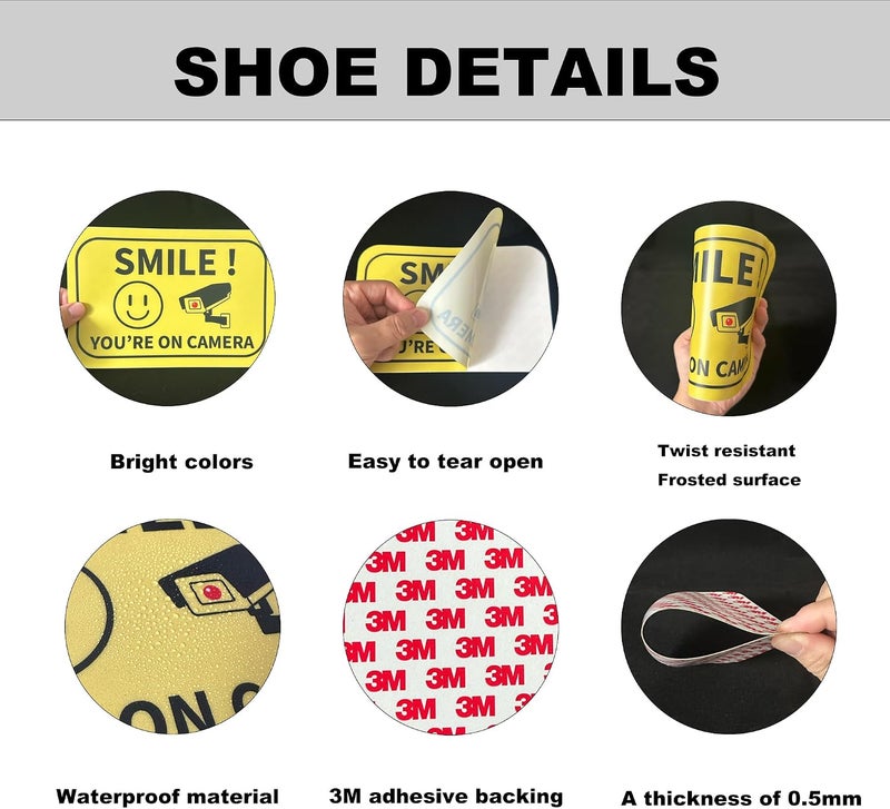LONGMUU Smile You're On Camera Signs, UV Resistant Self Adhesive Vinyl Smile Your On Camera Sticker Waterproof Fade-Resistant Security Camera Sticker for Home, Business, Yard and Window - Image 4