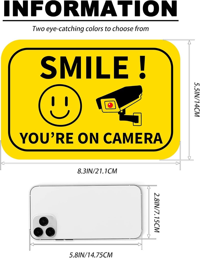 LONGMUU Smile You're On Camera Signs, UV Resistant Self Adhesive Vinyl Smile Your On Camera Sticker Waterproof Fade-Resistant Security Camera Sticker for Home, Business, Yard and Window - Image 2