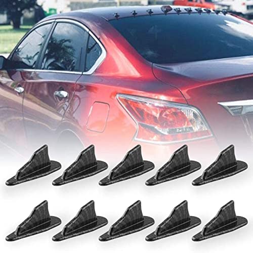RULLINE 10pcs/Set Diffuser Shark Fin Kit Compatible with Spoiler Roof Wing Air Vortex Generator Carbon Fiber Pattern - Image 1