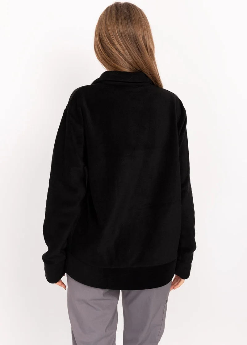 Nur Medikal Giyim Single Top Fleece Jacket Black