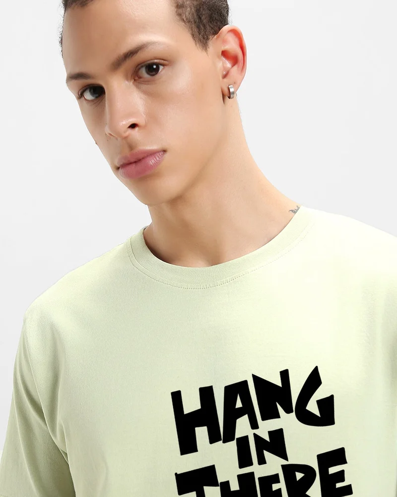 bewakoof  Men's Fog Green Hangin There Graphic Printed T-shirt for Men | Best Price UAE