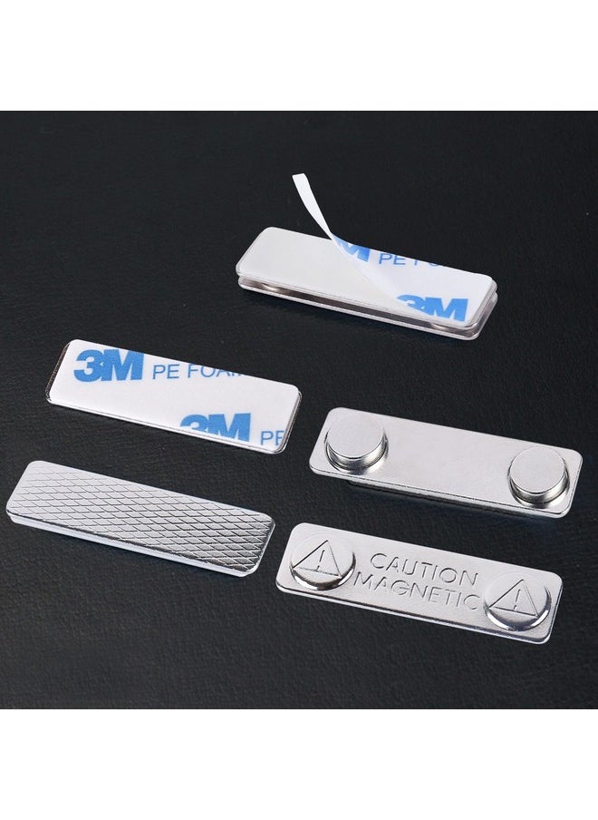 Magreen - Strong Magnetic Name Badge Holders With Steel Back Plate 100 Pack Name Tags/Id Badge Magnets Fastener With 3M Adhesive On Front Platestrength Neodymium Magnets - Image 1