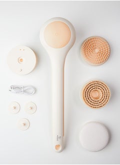 Urjwan Body Cleansing Brush - 3 Replaceable Heads, Ergonomic Handle, Soft Bristles for Gentle Exfoliation, Waterproof, Perfect for Shower & Skincare - Orange  - Image 4