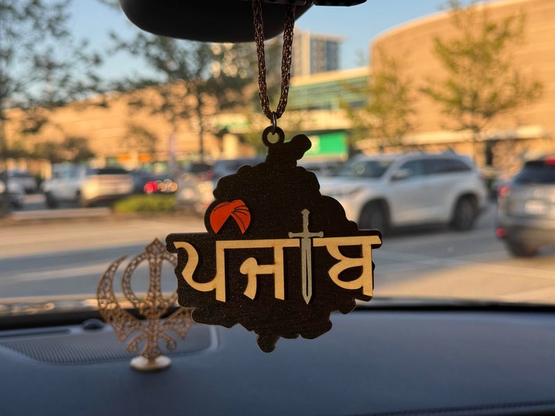 TEYRAH Punjab Map with Turban and Kirpan Car Hanging Punjabi Accessory for Sikhism Car Decor Both Side 6MM Thick 4 Inches Wide Khanda Punjabi Accessory - Image 4