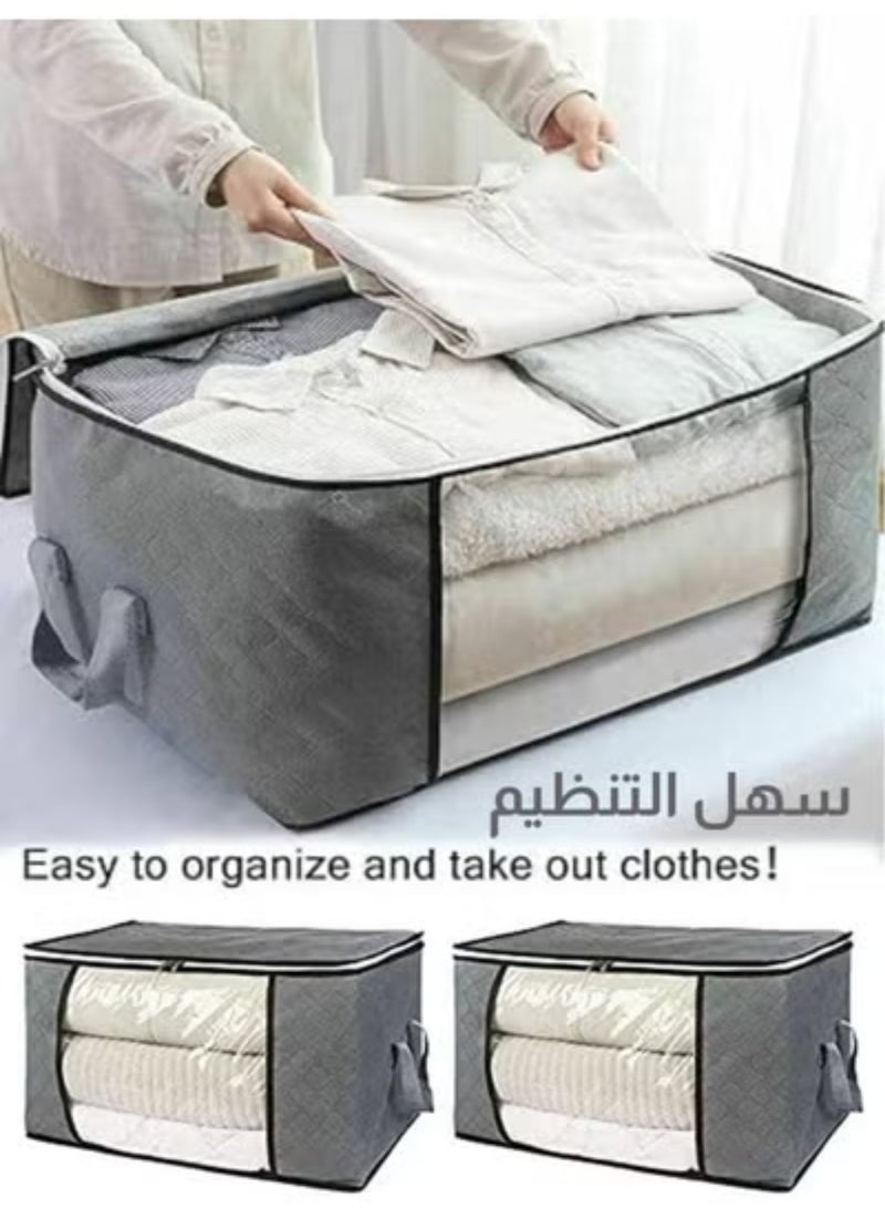 4 Pieces Large Capacity Storage Bags for Clothes – Extra Thick Foldable Organizers with Clear Window for Blankets, Bedding, Toys & Seasonal Clothing – Space-Saving Vacuum Bag Alternative (XX-Large)  - Image 2