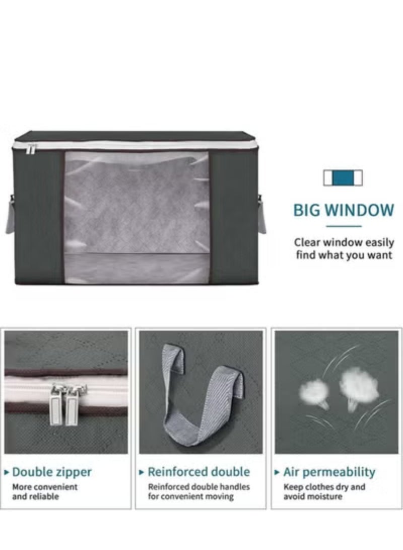 4 Pieces Large Capacity Storage Bags for Clothes – Extra Thick Foldable Organizers with Clear Window for Blankets, Bedding, Toys & Seasonal Clothing – Space-Saving Vacuum Bag Alternative (XX-Large)  - Image 3