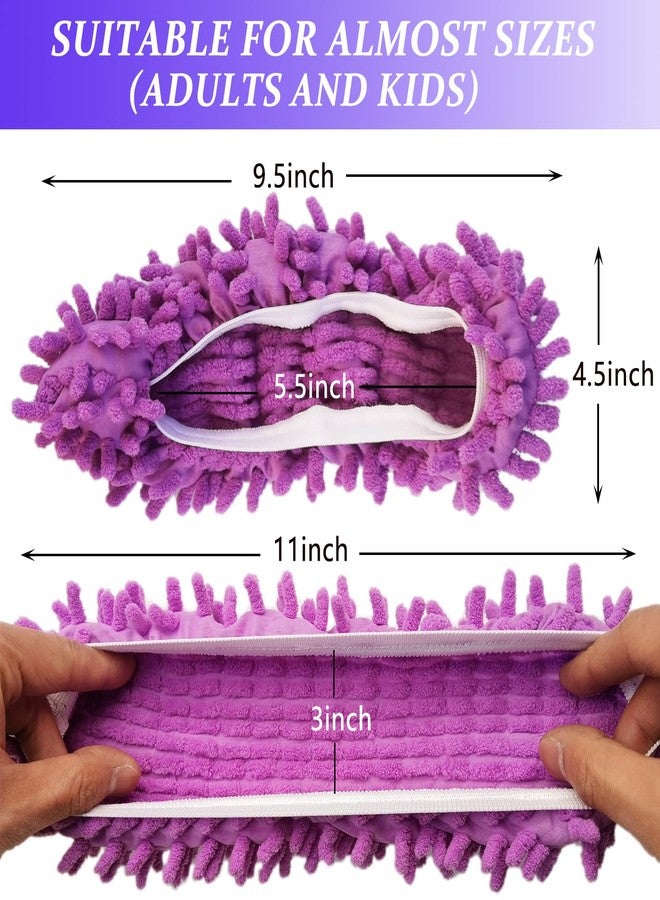 HDongany 2 Pairs (4 Pieces) Mop Slippers, Multi-Function Reusable Microfiber Dust Mops, Floor Cleaning Shoes for Bathroom, Office, Kitchen, House Polishing - Image 2