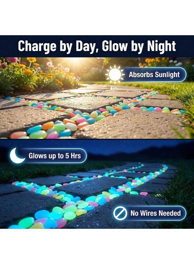 Multi-Color Glow-in-the-Dark Garden Pebbles, Luminous Stones for Outdoor Walkways, Patios, and Lawns, 200 PCS - Image 3