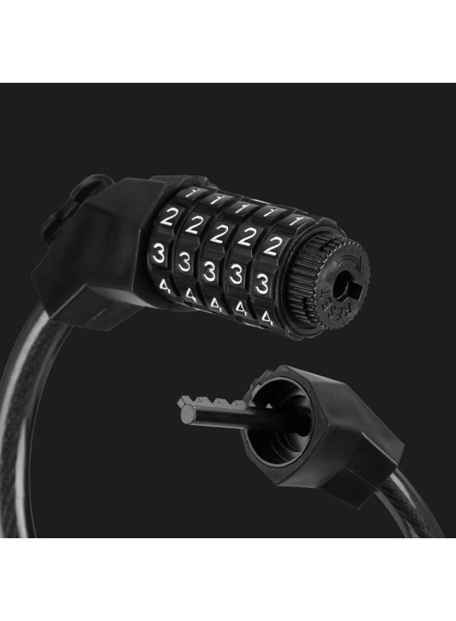 SKY-TOUCH قفل دراجة بكابل، 1.2م قفل دراجة برمز مكون من 5 أرقام قابل لإعادة الضبط، أقفال دراجات ضد السرقة، قفل كلمة مرور للدراجات والسكوترات - Image 2