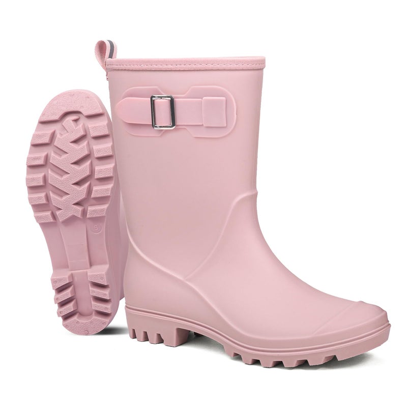 DKSUKO Women's Waterproof Mid-Calf Rain Boots Anti-slipping Garden Shoes Lightweigh Rubber Boots Comfortable Rain Shoes (8 B(M) US, Pink) - Image 3