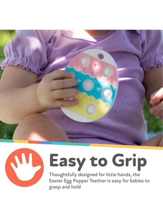 Nuby Nuby Easter Egg Popper Teether - Soft Silicone Teething Toy for Babies, 3+ Months, Sensory Pop Bubbles, Easy Grip Design - Image 2
