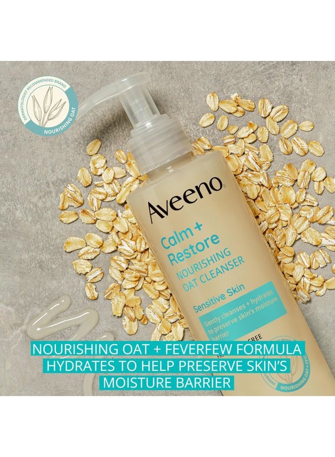 Aveeno Calm + Restore Facial Cleanser for Sensitive Skin, Hydrating Gentle Milky Face Cleanser with Nourishing Oat and Feverfew, Hypoallergenic Formula, Fragrance Free, 7.8 FL OZ - Image 3