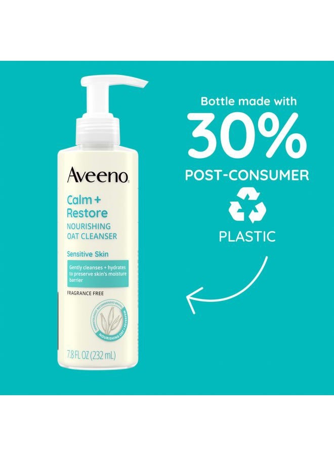 Aveeno Calm + Restore Facial Cleanser for Sensitive Skin, Hydrating Gentle Milky Face Cleanser with Nourishing Oat and Feverfew, Hypoallergenic Formula, Fragrance Free, 7.8 FL OZ - Image 5