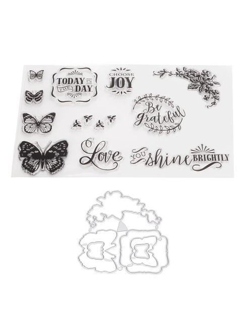 Clear Stamp Kit Unique Shape Decorative Transparent Template Embossing Cutting Die Set for DIY Scrapbook Crafts