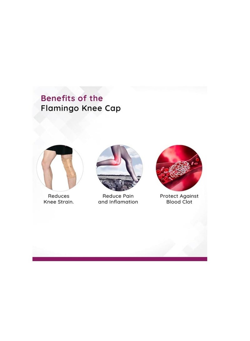 Flamingo Knee Cap | Durable Hinge for Better Support | Hinged Knee Support Brace with Open Patella for Joint Pain Relief, Workout, Arthritis, Ligament Tear | Large | Beige - Image 4
