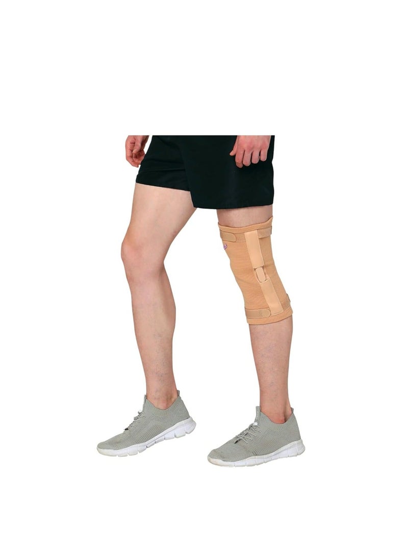Flamingo Knee Cap | Durable Hinge for Better Support | Hinged Knee Support Brace with Open Patella for Joint Pain Relief, Workout, Arthritis, Ligament Tear | Large | Beige - Image 1