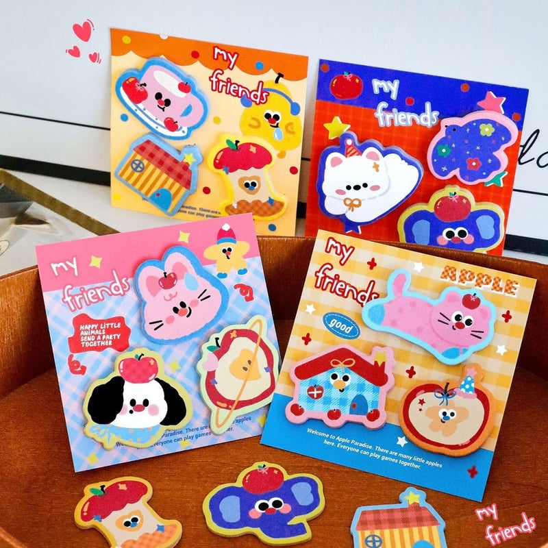 Four Piece Set 240 Cute Pet Sticky Notes Student Cartoon Decoration Stickers - Image 1