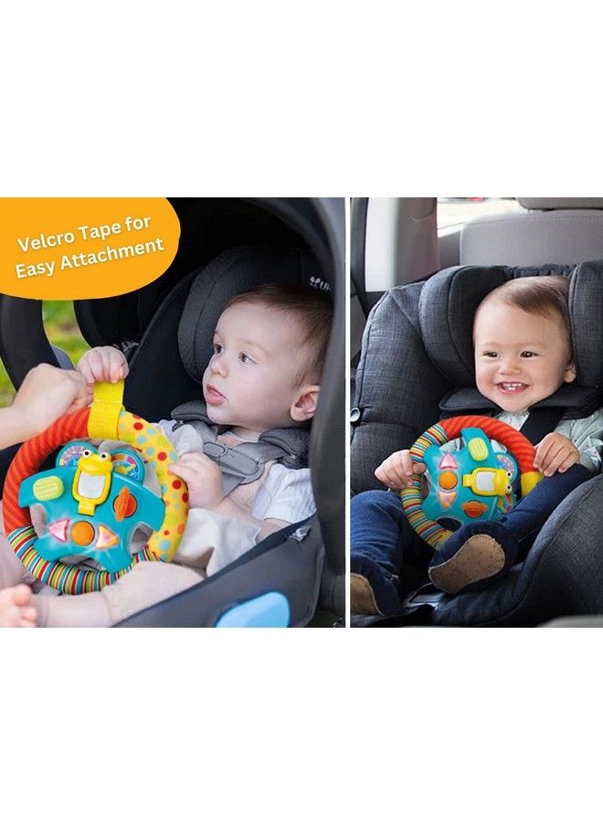 KiddoLab - Steering Wheel Toy With Musiclightssounds & Flip Up Mirror Crib & Stroller Toys With Soft Fabric And Velcro Tap For Easy Attachment. Car Seat Toys For Babies And Toddlers. Ages 3 Months+ - Image 1