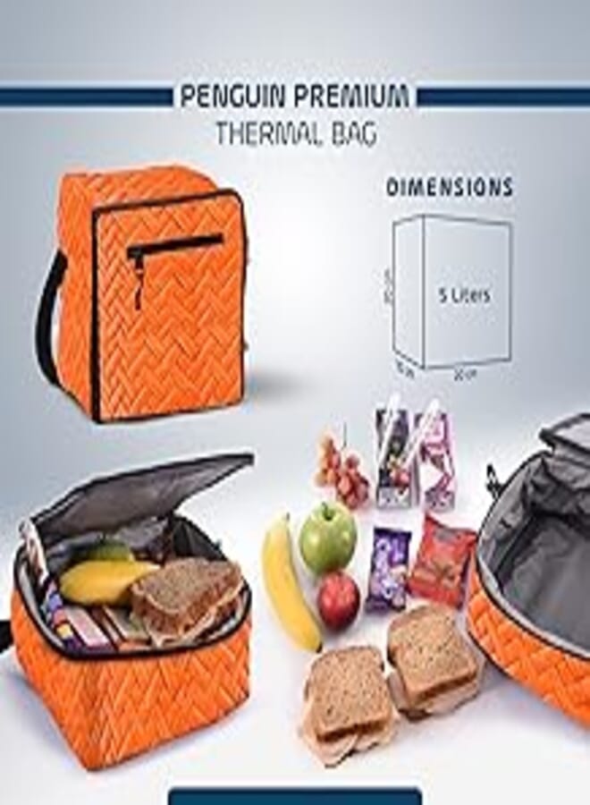 حقيبة غداء البطريق - للأطفال - برتقالي