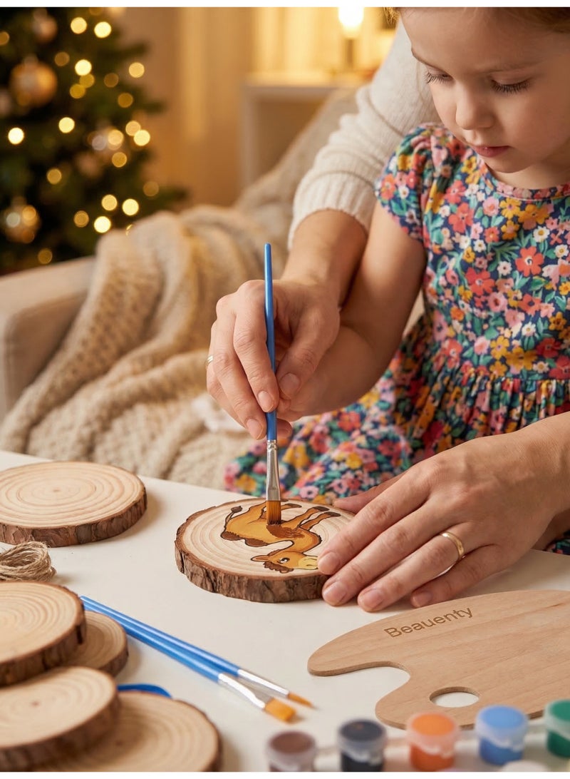 Beauenty Ramadan & Eid Kids Wooden Painting Kit - Glow in The Dark Wood Slice Arts & Crafts, 24Pcs Creative Gift Toys for Boys Girls Ages 3+, Ideal for Ramadan Activities, Birthday Party Favors & School Prizes - Image 5