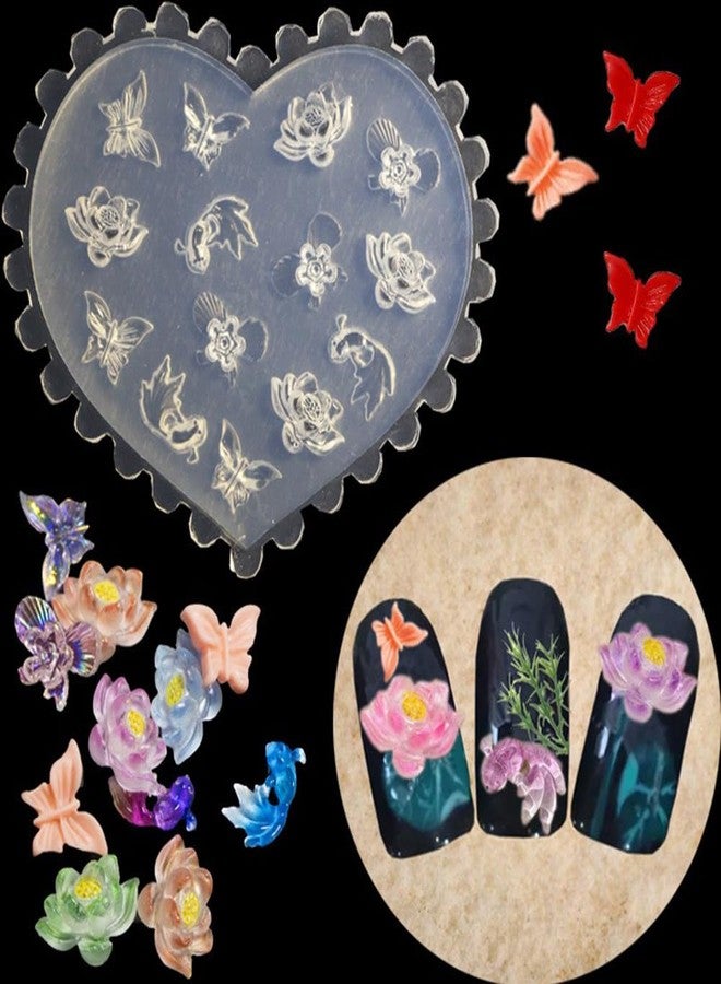 LIFOOST 3D Lotus Flower Nail Art Molds Silicone Carving Template DIY Manicure Tool - Image 1
