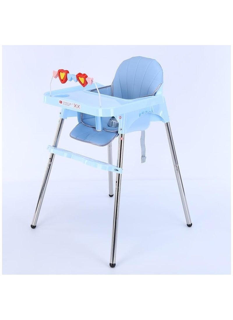Adjustable Multifunctional Portable Foldable Dining Highchair With Removable Tray-Blue