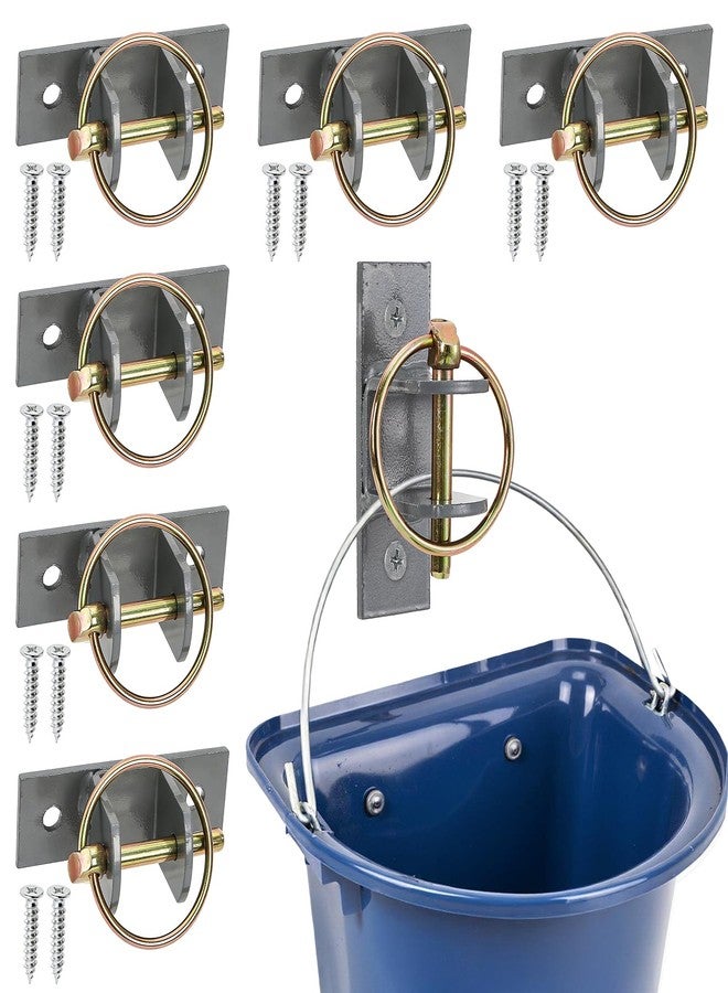 SOUJOY 6 Pcs Water Bucket Hook for Horse, Heavy Duty Metal Feed Bucket Hook with Pin, Wall Mounted Hangers for Horse Stalls Stable Barn Farmhouse Supplies - Image 1