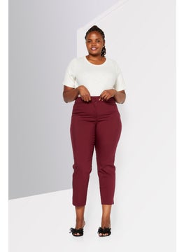 Michael Kors Women Regular Fit Plain Capri Pants, Burgundy  - Image 2