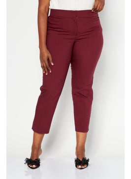 Michael Kors Women Regular Fit Plain Capri Pants, Burgundy  - Image 1