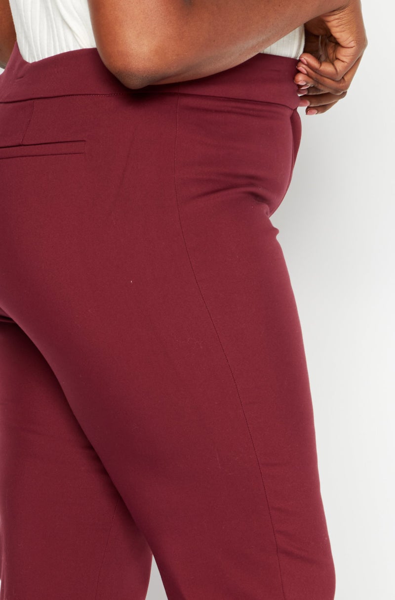 Michael Kors Women Regular Fit Plain Capri Pants, Burgundy - Image 4