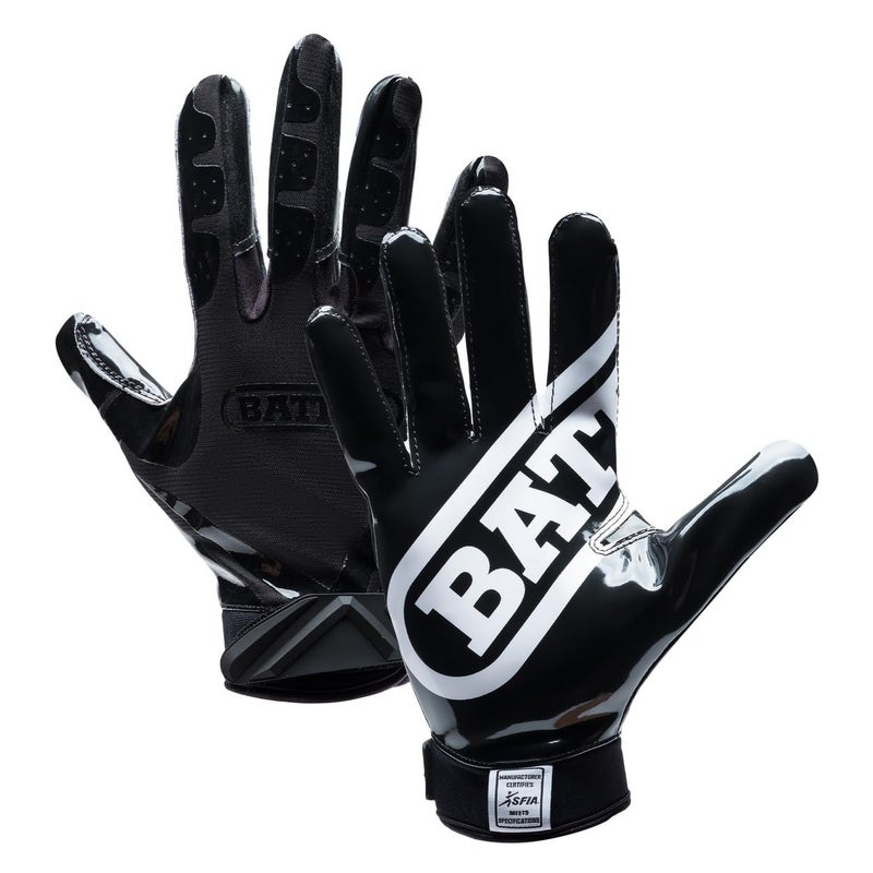 Battle Sports Double Threat Wide Receiver Football Gloves - Adult and Youth Football Gloves - Ultra Stick Gloves - Adult Small, Black - Image 1