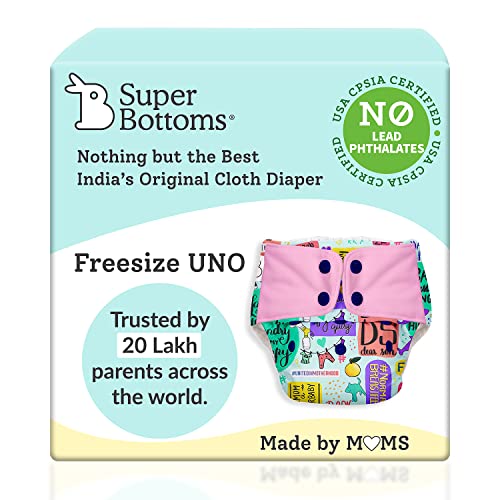 SuperBottoms Pack of 2 (1 Waterproof Outer + 1 Organic Cotton Dry Feel Magic) UNO Freesize Cloth Diaper with Extra Booster | Cloth diaper for babies 3M to 3Y |(Mommy Talk <3) - Image 1