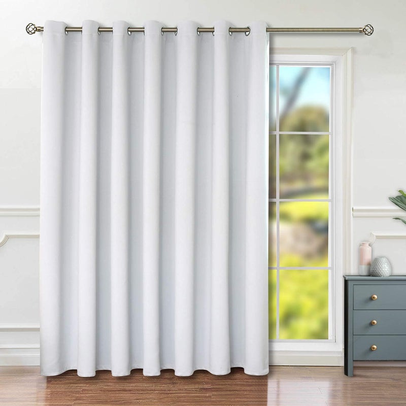 BGment Greyish White Sliding Door Curtain 120 Inch Long  Wide Room Darkening Room Divider Curtain for Bedroom Privacy Themral Insulated Grommet Room Separator Drape 1 Panel 100 X 120