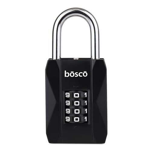 BOSCO Heavy Duty Combination Padlock for Door, Gate, Gym Locker, Main Gate – Keyless Number Lock with Adjustable Shackle – Strong Security Lock for Indoor & Outdoor Use (Black, 1 Pack) - Image 1