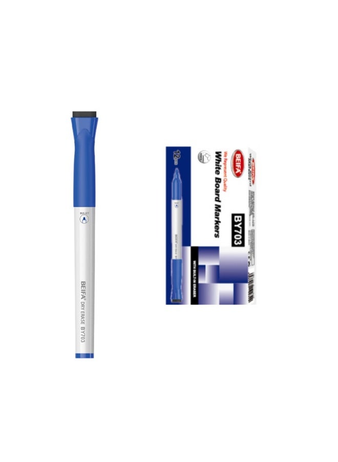 Beifa blue dry erase marker round tip with chalk model BY703-02B7