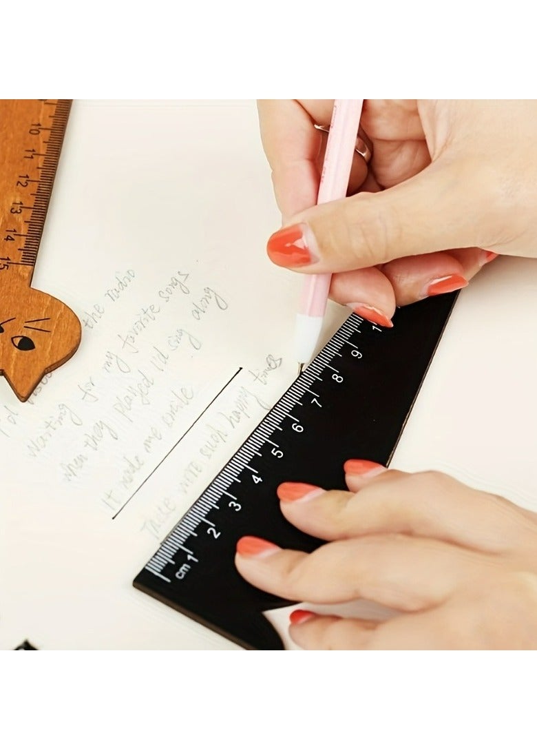 2-Pack Cute Cat Drawing Ruler Wooden Measuring Ruler Measuring Tool Stationery Gift for Students - Image 3